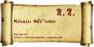 Mihain Nándor névjegykártya