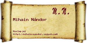 Mihain Nándor névjegykártya